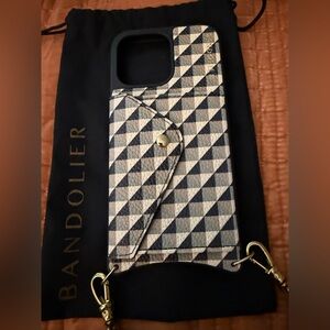 Bandolier Gia side slot leather case with wristlet strap iPhone 14 Pro Max